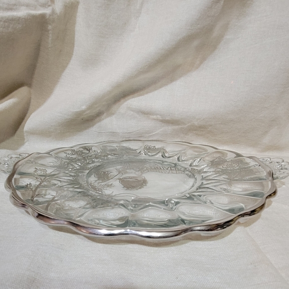 Vtg Silver City Glass Flanders Poppy Pattern Sterling...